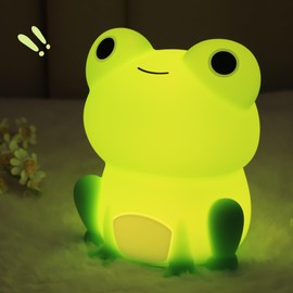 OkiyiD Frog Night Light, Frog Gifts for Girl, Frog Lamp Gifts Bedside Lamp for Nursery, ABS+SIL, Touch Control, Portable and Rechargeable Dimmable, Birthday Gifts for Boys Girls