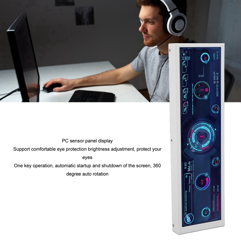 8.8in PC Temp Monitor USB C PC Sensor Panel Display