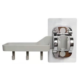 YICI Adjustable Handheld Shower Head Holder- Wall Mount Shower Soap Dish with 3 Hooks, Strong Adhesive Shower Bracket, Made from POM Material, Silver