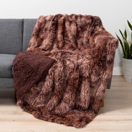 PAVILIA Brown Fluffy Throw Blanket, Fuzzy Sherpa Faux Fur, Tie-Dye, 60x80