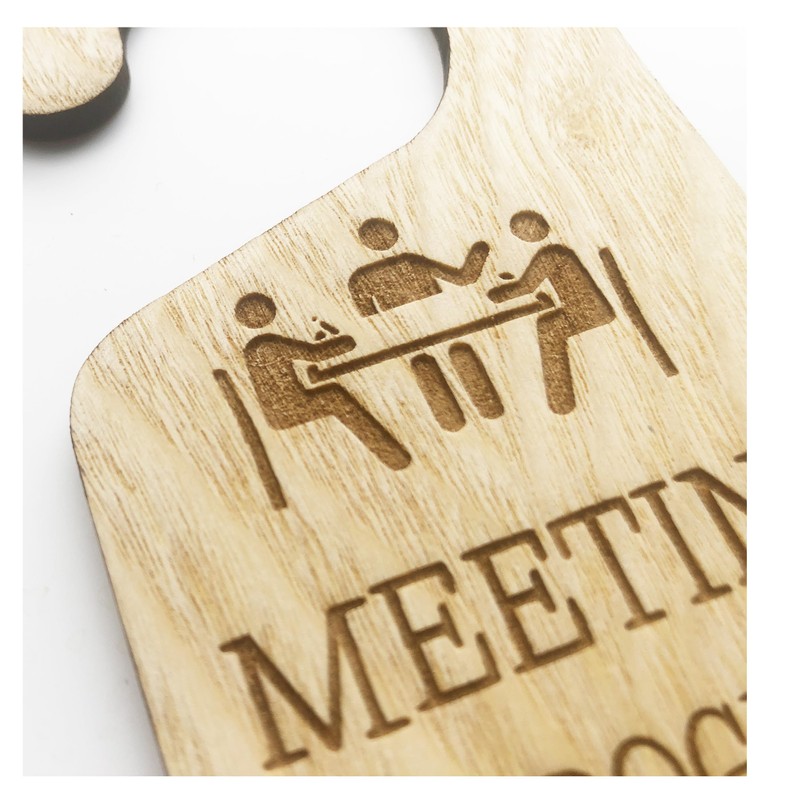 Meeting In Progress Do Not Disturb Wooden Hanging Door Knob