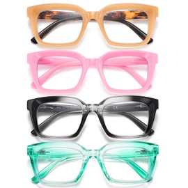 AABV Reading Glasses Oversized Square for Women/Men Readers,Blue Light Blocking Spring Hinges Eyeglasses,Anti UV Ray/Glare/Eyestrain Computer Glasses +3.00