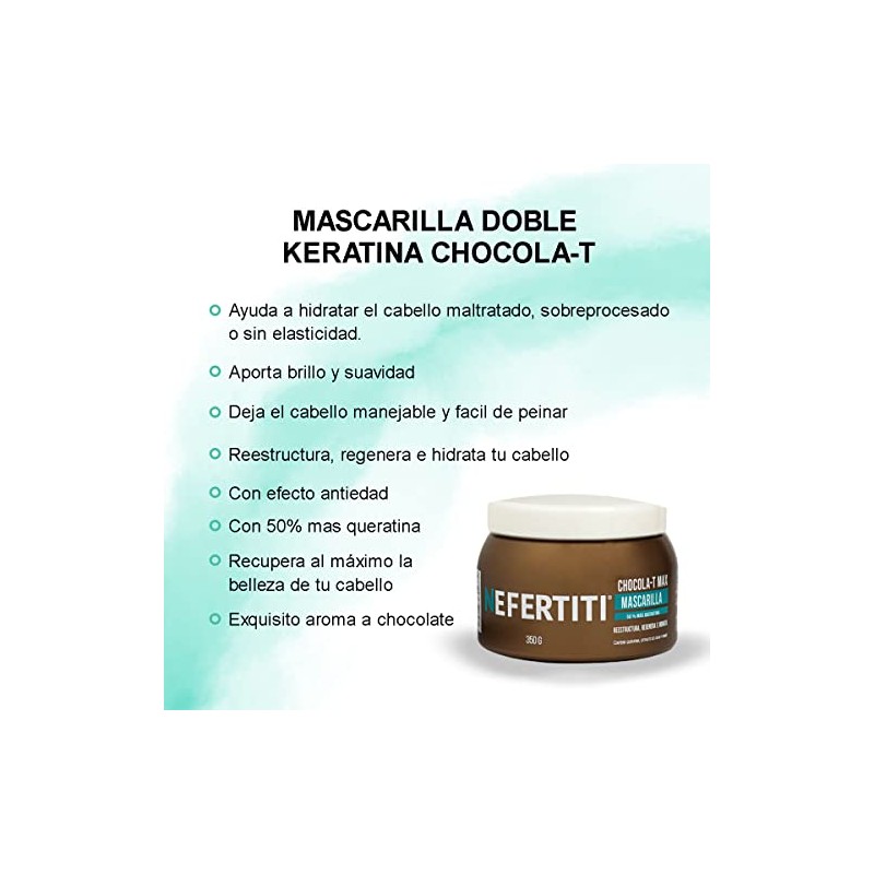 Nefertiti Kit Mascarilla Doble Keratina Bioelixir Nefertiti Chocola-T Max Tratamiento