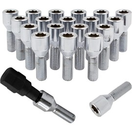 Wheel Accessories Parts 20 Pcs M14 x 1.5 14 x 1.5 Acorn Seat Tuner Lug Bolt Tuner 28mm Thread Length Chrome Finish Alfa Romeo Gulia Stelvio ｜ Volvo S60 S90 V60 XC40 XC60 XC70 XC90