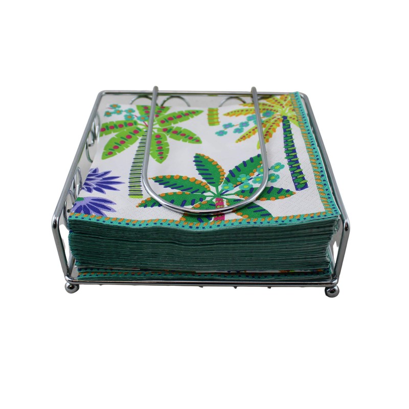 Dependable Industries Chrome Napkin Holder With Arm Classic Heart Design,