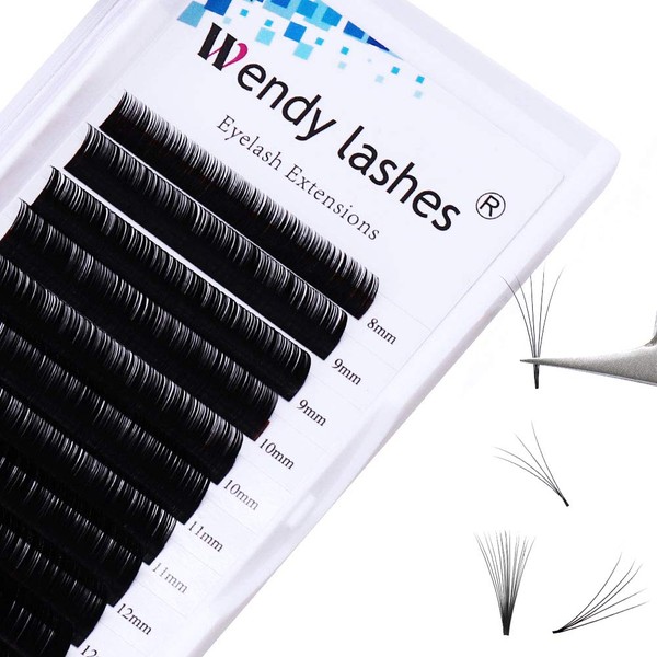 Self-Fanning Eyelash Extension, 0.10 Thickness, 8-14 mm, C Curl, Self-Fanning