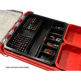 Impact bit holder insert for Packout Low Profile Organizers (7 Compartment + 110 Bit) (Red)