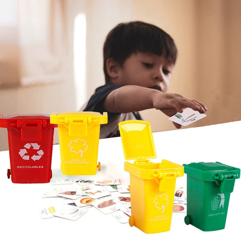 Generic 4Pcs Trash Can Toy Desk Top Mini Plastic Trash