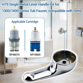 H79 Single Metal Lever Handle Kit for Delta, Compatible with 1300/1400 Series Tub and Shower Faucets, Bathroom Faucet Replacement Accessories, Chrome