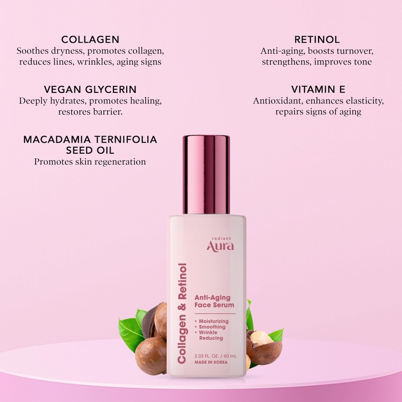Radiant Aura Collagen & Retinol Serum For Face – Dermatologist