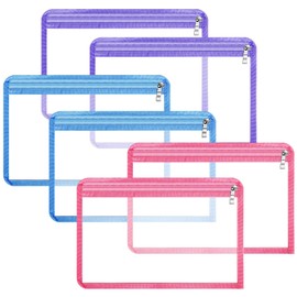 12 Pack Clear Zipper Pouches Clear Travel Bag Pouches Multipurpose Makeup Bag PVC Waterproof Zipper Bag Bag for Cosmetics Pencil Organize, 12 x 8 Inches (Multicolor)