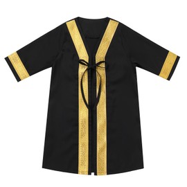 Boy's Muslim Thobe: Infant Baby Long Sleeve Abaya Head Scarf Clothes Set Full Length Praying Kaftan Dubai Islamic Middle East Player Clothing Modest Arabic Ramadan Robe Black 0-3 Months