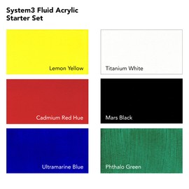 Daler-Rowney System3 Fluid Acrylic Set, 6 x 29.5ml Tubes, Assorted Vibrant Colours, Multi-Surface, Ideal for Professional Artists & Students