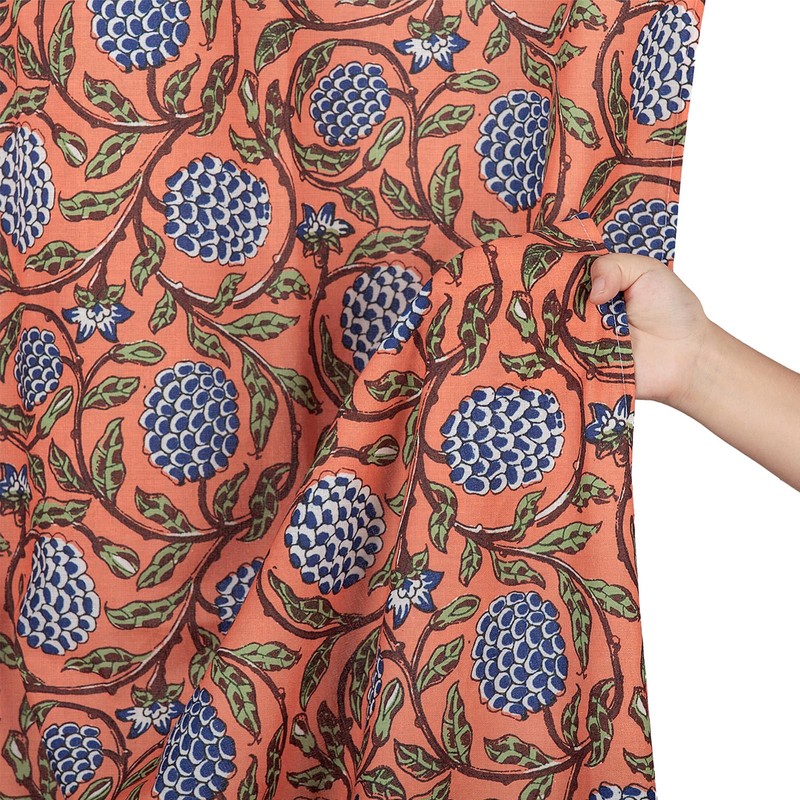 MUGINYU Boho Burnt Orange Floral Shower Curtain - 72x72 Inches,Cotton