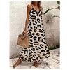 SOLY HUX Women's Leopard Print Maxi Dress V Neck Spaghetti