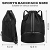dulvus Black Drawstring Gym Bag, Waterproof Drawstring Backpack with Side