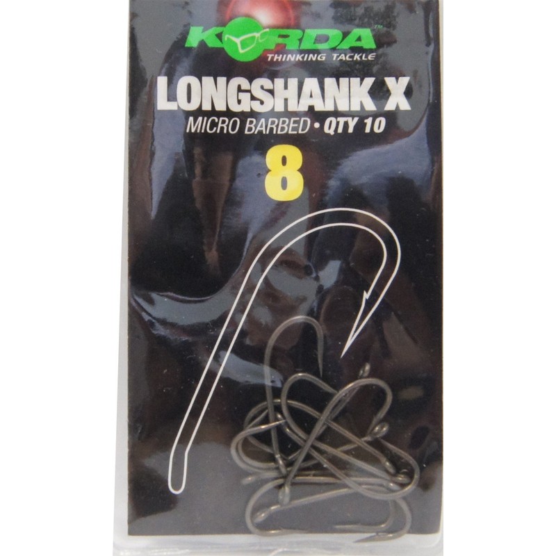 Korda Longshank X Carp Hooks, Size 10, Barbed, Long Shank