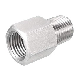 sourcing map Pipe Fitting Adapter 1/4 NPT Male to 1/4 G Female, Stainless Steel for Water Oil Air Pressure Gauge