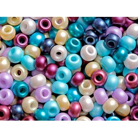 Estrella Pony Beads, 5.5 mm, Pack of 300, Czech Pressed Glass Beads in the Shape of a Roller with a Large Hole, Mix 2 (Pastel Multicoloured)