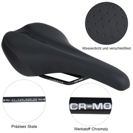FIFTY-FIFTY MTB Saddle, Comfortable Memory Foam Bicycle Saddle, Soft Waterproof Bicycle Saddle for Men and Women, Compatible with MTB, Road Bike