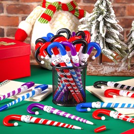 FFNIU 36 Pcs Christmas Pens, Christmas Snowman Ballpoint Pens for Kids, Snowman Umbrella Cane Pen for School Boys and Girls Office Supplies