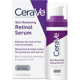 CeraVe - Suero de retinol para rostro con niacinamida y ácido hialurónico, 1 onza, cuidado de la piel, suero iluminador, antienvejecimiento, suaviza l