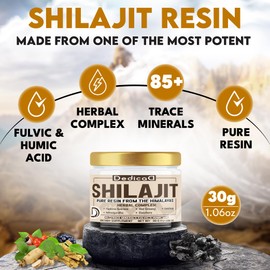 DEDICAD 30g Shilajit Resin with Herbal Complex - Paullinia Guarana, Gotu Kola Leaf & More - Shilajit Pure Himalayan Organic for Immune System, Energy Production, Brain Health & Stamina