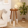 JOLLYMER Teak 11.8" Round Dip Dyed Teak Stool | Wood