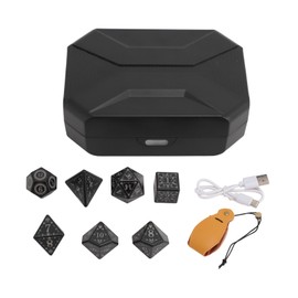 7pcs Light Up LED Dice Set Glowing Polyhedral Dice with Charging Case for Role Playing Dice Tabletop Games Yellow Storage Bag