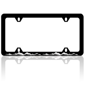 Mountains License Plate Frame Funny Mountain Pattern License Plate Frames Polka Dot Art Auto Accessory Bracket Stainless Steel License Plate Holder with Screws for Women Men 6x12 Inch 4 Holes
