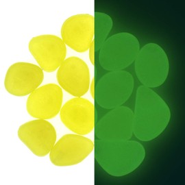 QTTLLI 20Pcs 4.5CM Large Glow Pebbles Glow in The Dark Decorative Stones Rocks for Garden Path Walkway Yard Fish Tank, Yellow