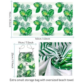 Victoper Microfiber Beach Towel Oversized Rapid Drying Sand Free Soft Compact Lightweight Qualities Beach Towels for Adults Ideal for Swimming Beach Yoga Camping Gym Carry Bag Rain Forest 63x35 Inch