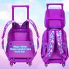 gxtvo Rolling Backpack for Girls, Roller Wheels Kids Bookbag -