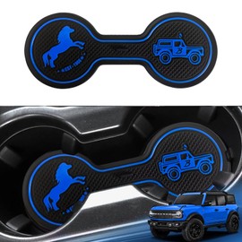 LSAUTO Car Cup Holder Coaster Compatible with Ford Bronco Offroad 2021-2025, Silicone Car Decorative Water Coaser, Bronco Car Accessories (Blue)