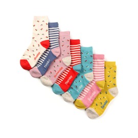 COTTON DAY 7 Days of the Week Gift Box Kids Girls Short Socks Cute Floral Design 8-10 years Size L (10)