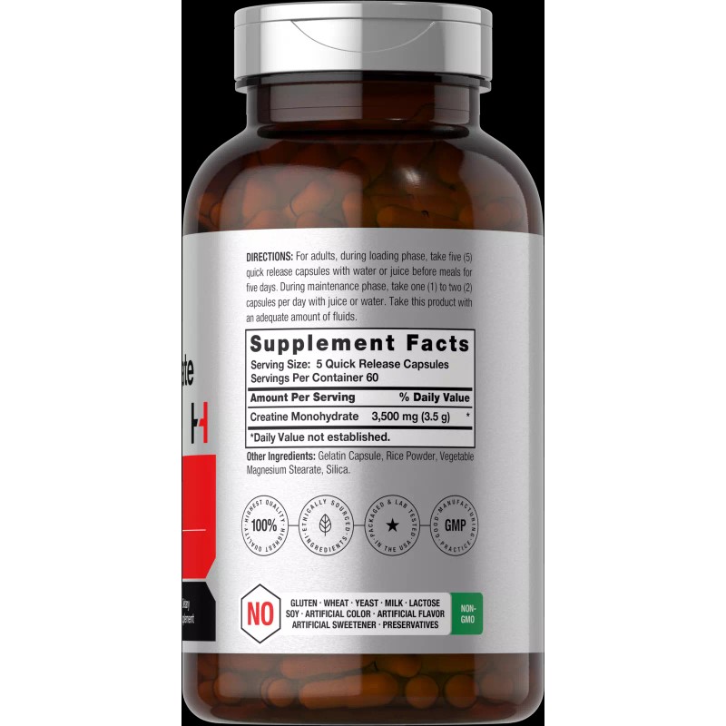 Horbäach Creatine Monohydrate Capsules | 3500mg | 300 Count |