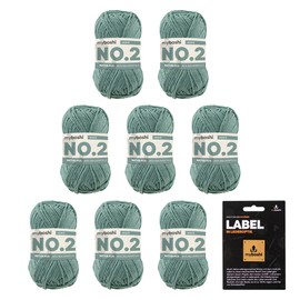 myboshi No. 2 with Label, Cotton for Crochet, Baby Wool, Vegan Wool for Knitting, Wool Washable at 60 Degrees, for Baby and Amigurumi, 50 g, Ll 100 m Green (Agave), 8 Balls