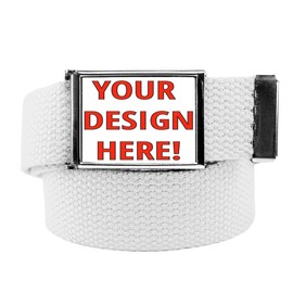 Design Your Own Buckle with Your Image or Text: Includes a Canvas Web Belt (Mens X-Large White)