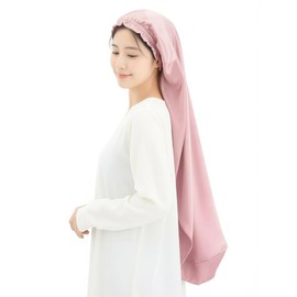 NICOCRAFT Night Cap, 100% Silk, For Long Hair, Tubular Shape, Sleeping Hair Cap, Women's, Friction-Free, Prevents Bedheads, 35.4 inches (90 cm) (Pale Pink)