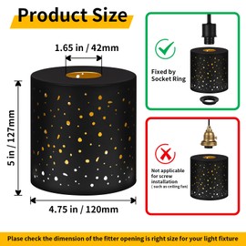 2 Pack Small Metal Lamp Shades, Cylinder Metal Lamp Shade with 1-5/8" Fitter, Lampshade Replacement for Lighting Fixture, Chandelier, Table Lamps, Wall Lamp, Floor Lamp, Diameter 4.75 in Height 5 in