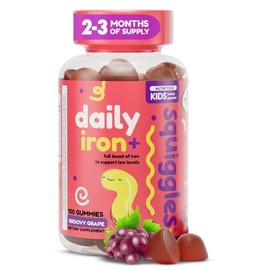 Squiggles Planchas diarias + gomas, 100 unidades | Todo natural, bajo en azúcar y súper delicioso | dosis diaria de hierro + aumento de vitaminas y minerales.