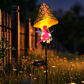 Tremdwoto Outdoor Solar Lights for Garden Gifts, Solar Garden Ornaments Fairy Solar Lights with Mushroom Garden Ornaments, Solar Lights Garden Stake Solar Lights Decor for Patio, Balcony