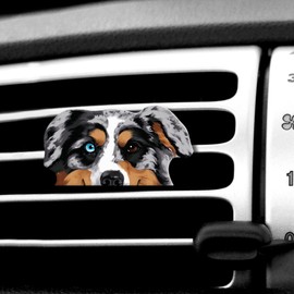 WIRESTER Fresh Scented Car Air Freshener Vent Clip, Decorative Accessories, Interior Decoration for Cars - Merle Aussie Australian Shepherd Dog