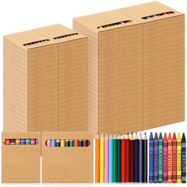Weekgrat 100 Sets Bulk Back to School Supplies, Colored Pencils Pre-Sharpened and Crayons Holiday Bundle in Box Mini Pencils Crayons Bulk Classroom Teacher Supplies, Cute Back to School Gifts