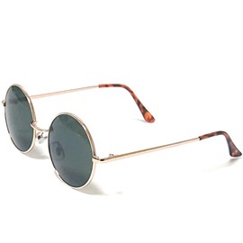 FashionBerry Modeled Date Glasses, Round Sunglasses, Colored Round, Lightweight, Fatigue-Resistant, Eye-friendly Lenses, gold/green