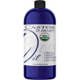 Castor Oil 32 oz USDA Organic Certified Cold-Pressed, 100% Pure, Hexane-Free Castor Oil - Ricinus Communis Moisturizing For Dry Skin Hair Care Eyelash