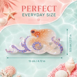 1 Pack Large Fantasy Octopus Acetate Claw Clips, Ocean Themed Non-Slip Strong Hold Jaw Hair Clips for Women Girls, Cute Pink Hair Clamps for Thick & Thin Hair, Daily Beach Party Hair Accessories