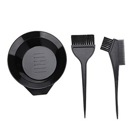 Kit de Cepillo y Tazón para Tinte de Cabello, 3 Piezas de Herramientas Profesionales para Salón, Color Negro