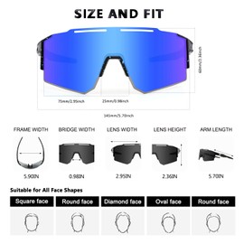 Eninedeuisou Sunglasses Cycling Glasses for Men Women UV 400 Protection Protective Glasses MTB Sports Glasses for Outdoor Sports Cycling Driving Running Golf Baseball