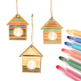 Logbuch-Verlag 5 Easter Pendants Rabbit Easter Bunny Wooden Pendants 8 cm for Hanging Easter Decoration